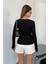 Kadın Bisiklet Yaka Basic Uzun Kollu Parmak Geçmeli Modal Kumaş Body Bluz 4