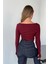Kadın Prenses Kayık Yaka Basic Uzun Kollu Parmak Geçmeli Modal Kumaş Body Bluz 7