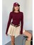 Kadın Bisiklet Yaka Basic Uzun Kollu Parmak Geçmeli Modal Kumaş Body Bluz 1