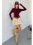 Kadın Bisiklet Yaka Basic Uzun Kollu Parmak Geçmeli Modal Kumaş Body Bluz 4