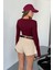 Kadın Bisiklet Yaka Basic Uzun Kollu Parmak Geçmeli Modal Kumaş Body Bluz 8