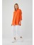 4053 Kadın Tek Cepli Oversize Basic Gömlek Oranj 2