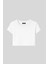 Bisiklet Yaka Kısa Kol Crop Ribana Tshirt Kırık Beyaz 3