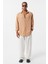 Basic Oversize Pamuk Keten Gömlek Camel 1