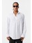 Basic Oversize Pamuk Keten Gömlek Beyaz 3