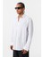 Basic Oversize Pamuk Keten Gömlek Beyaz 4