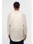 %100 Keten Oversize Uzun Kollu Gömlek Bej 4