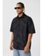 Oversize Yıkamalı Poplin Gömlek Siyah 5