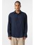 Basic Oversize Uzun Kollu Keten Gömlek Lacivert 3