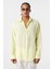 Basic Oversize Pamuk Keten Gömlek Sarı 3