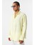 Basic Oversize Pamuk Keten Gömlek Sarı 4