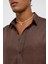 %100 Keten Oversize Uzun Kollu Gömlek Kahve 5