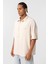 Arka Baskılı Tensel Oversize Gömlek Bej 4