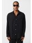 Basic Oversize Pamuk Keten Gömlek Siyah 3