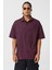 Oversize Yıkamalı Poplin Gömlek Bordo 3