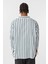 Çizgili Uzun Kollu Oversize Keten Gömlek Yeşil 4