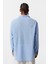 Basic Oversize Pamuk Keten Gömlek Mavi 5
