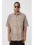 Oversize Yıkamalı Poplin Gömlek Taş 4