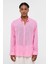 Basic Oversize Pamuk Keten Gömlek Pembe 3