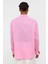 Basic Oversize Pamuk Keten Gömlek Pembe 4