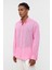 Basic Oversize Pamuk Keten Gömlek Pembe 5
