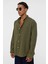 Basic Oversize Pamuk Keten Gömlek Haki 4