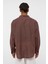Basic Oversize Pamuk Keten Gömlek Kahve 4
