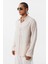 Basic Oversize Uzun Kollu Keten Gömlek Bej 4