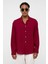 Basic Oversize Pamuk Keten Gömlek Bordo 3