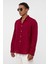 Basic Oversize Pamuk Keten Gömlek Bordo 4