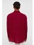 Basic Oversize Pamuk Keten Gömlek Bordo 5