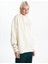 Xsıde Bej Baskılı Oversize Kadın Kalın Hoodie 4