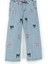 Kız Çocuk Kromi Nakışlı Denim Pantolon 4-9 Yaş Mavi 3