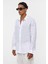 %100 Keten Oversize Uzun Kollu Gömlek Ekru 3
