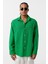 Basic Oversize Pamuk Keten Gömlek Yeşil 3