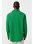 Basic Oversize Pamuk Keten Gömlek Yeşil 5