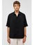 Basic Oversize Kısa Kollu Modal Gömlek Siyah 2