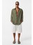 Basic Oversize Uzun Kollu Keten Gömlek Haki 1