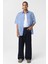 Oversize Yıkamalı Poplin Gömlek Mavi 1
