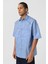 Oversize Yıkamalı Poplin Gömlek Mavi 5