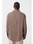 Basic Oversize Uzun Kollu Keten Gömlek Vizon 5