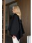 Siyah Pelerin Model Trençkot - 7603 4