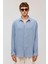 Oversize Uzun Kollu Keten Gömlek Bebe Mavi 2