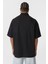 Ön Baskılı %100 Pamuk Poplin Oversize Gömlek Siyah 4