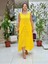 VL1046 Kolsuz Vual Elbise Sarı 2