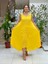 VL1046 Kolsuz Vual Elbise Sarı 3