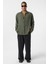 Basic Oversize Uzun Kol Keten Görünümlü Gömlek Haki 1