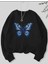 Kelebek Desen Detaylı Bisiklet Yaka Içi Polarlı Sweatshirt 1
