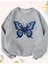 Kelebek Desen Detaylı Bisiklet Yaka Içi Polarlı Sweatshirt 1