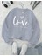 Love Yazı Baskılı Bisiklet Yaka Içi Polarlı Sweatshirt 1